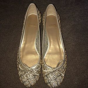 Stuart weitzman gold and silver ballet flats